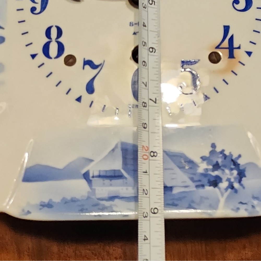 Vintage Kienzle 8-Day German Porcelain Wall Clock Blue White Alpine Scene As-Is - Picture 8 of 9